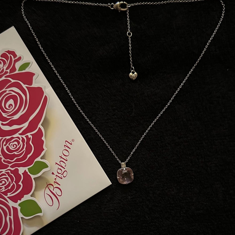 Silver Rose Stone Necklace